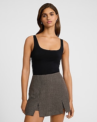 Super High Waisted Faux Leather Mini Skort | Express