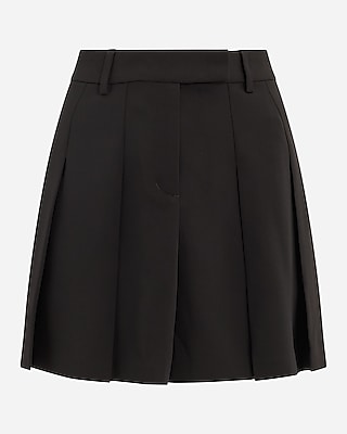 High Waisted Pleated Tailored Skirt