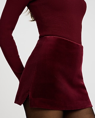 Editor Super High Waisted Velvet Corduroy  Mini Skort
