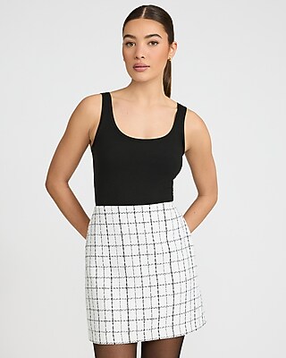 Windowpane Tweed High Waisted Mini Skirt - image 2