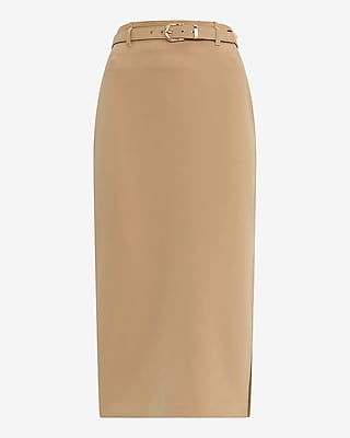 Editor Signature Stretch Super High Waisted Belted Midi Skirt
