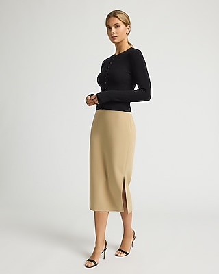 Editor Signature Stretch Super High Waisted Belted Midi Skirt