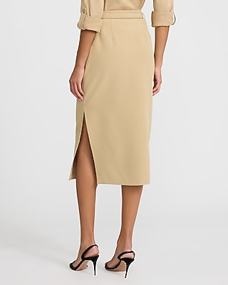 Editor Signature Stretch Super High Waisted Belted Midi Skirt