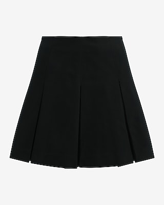 High Waisted Stretch Cotton Pleated Mini Skirt