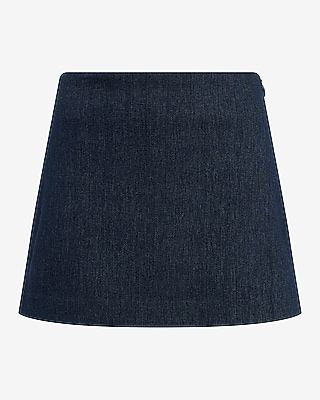Super High Waisted Denim Mini Skort