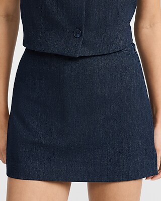 Super High Waisted Denim Mini Skort