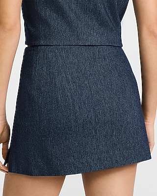 Super High Waisted Denim Mini Skort