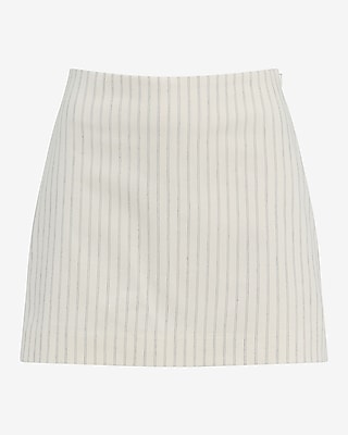 Editor Linen-Blend Super High Waisted Striped Mini Skort