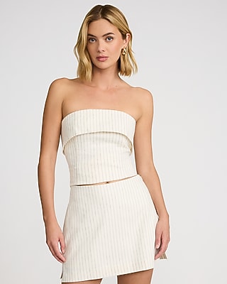 Editor Linen-Blend Super High Waisted Striped Mini Skort