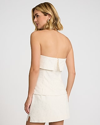 Editor Linen-Blend Super High Waisted Striped Mini Skort