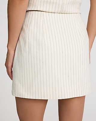 Editor Linen-Blend Super High Waisted Striped Mini Skort