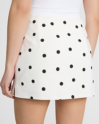 Editor Polka Dot Stretch Cotton Super High Waisted Mini Skort