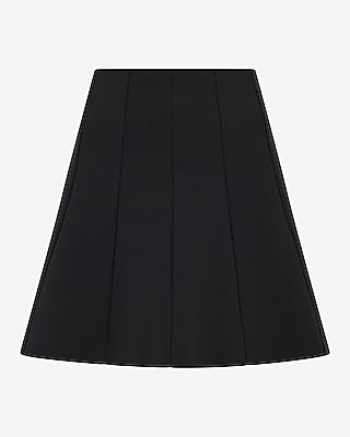 Studio Stretch Twill Super High Waisted Seamed Pleated Mini Skirt