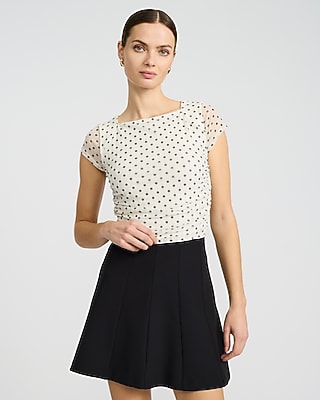 Studio Stretch Twill Super High Waisted Seamed Pleated Mini Skirt