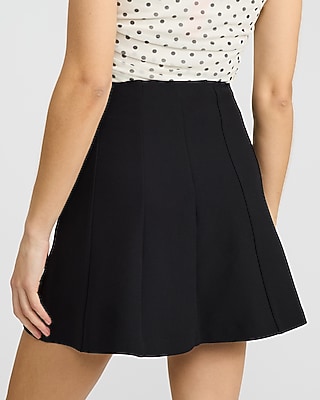 Studio Stretch Twill Super High Waisted Seamed Pleated Mini Skirt
