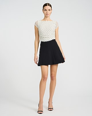 Studio Stretch Twill Super High Waisted Seamed Pleated Mini Skirt