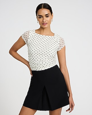 Studio Stretch Twill Super High Waisted Single Pleated Mini Skirt