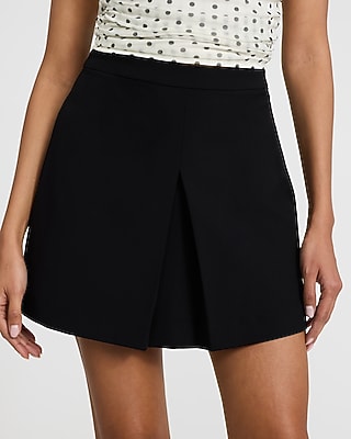 Studio Stretch Twill Super High Waisted Single Pleated Mini Skirt
