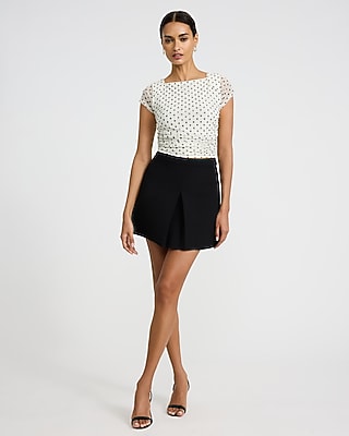 Studio Stretch Twill Super High Waisted Single Pleated Mini Skirt