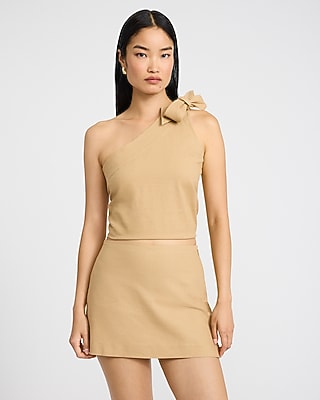 Editor Linen-blend Super High Waisted Striped Mini Skort | Express