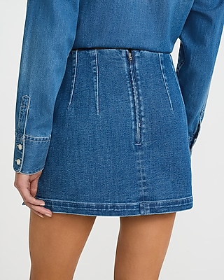 Editor Super High Waisted Medium Wash Denim Mini Skort