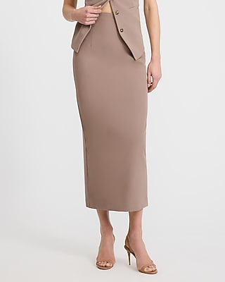 Studio Stretch Twill High Waisted Column Maxi Skirt