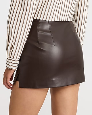 Editor Super High Waisted Faux Leather Mini Skort