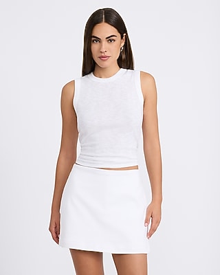 Editor Super High Waisted White Denim Mini Skort