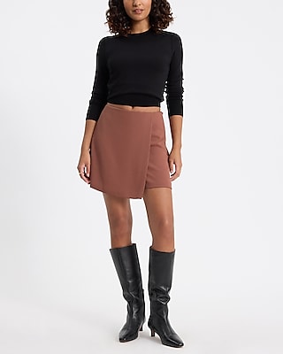 Super High Waisted Wrap Front Mini Skort