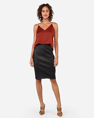 faux leather pencil dress Faux Leather Midi Pencil Dress  bebe