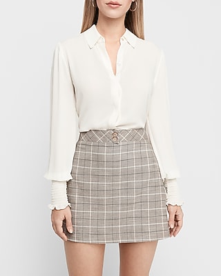 High Waisted Plaid A-line Mini Skirt 