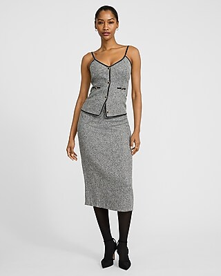 Textured High Waisted Tailored Midi Skirt - image 3