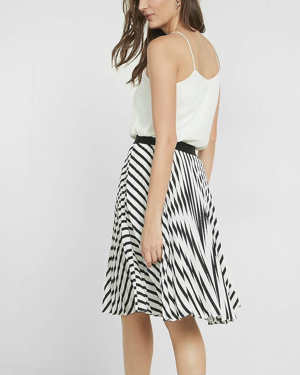 pleated stripe midi skirt
