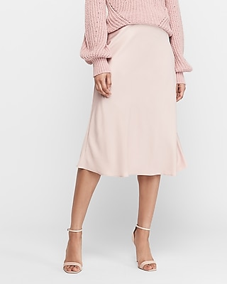 High Waisted Satin Midi Skirt