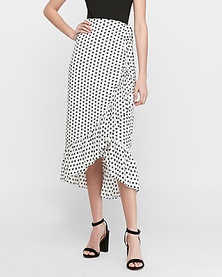 polka dot wrap midi skirt