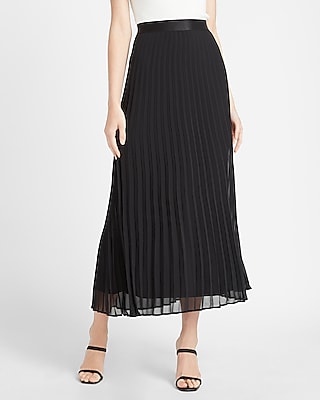 high waisted pleated maxi skirt
