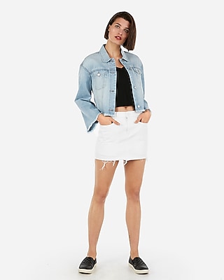 cheap white jean mini skirt