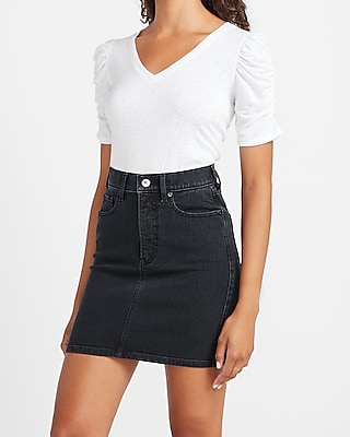 buy black denim skirt