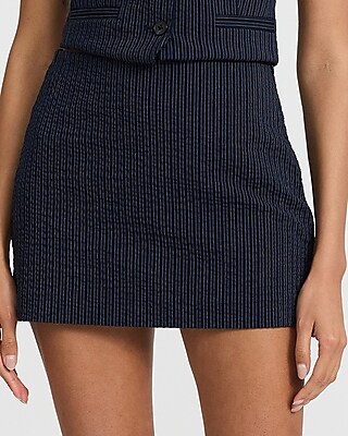 Editor Pinstripe Seersucker Super High Waisted Mini Skort