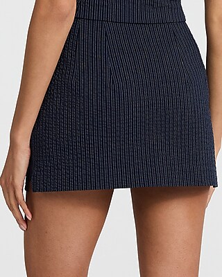 Editor Pinstripe Seersucker Super High Waisted Mini Skort