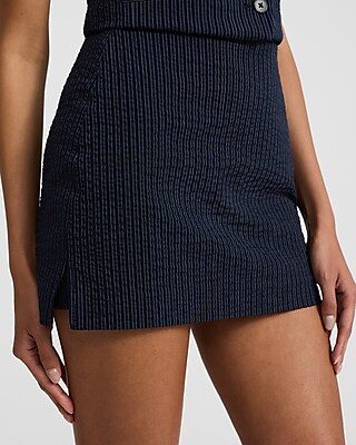 Editor Pinstripe Seersucker Super High Waisted Mini Skort