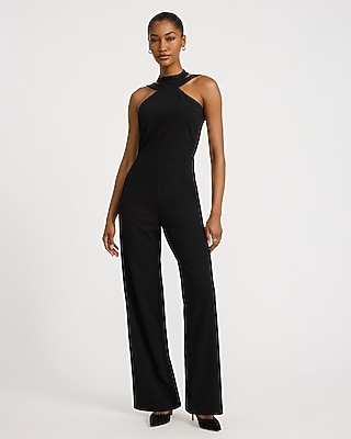 Double Halter Sleeveless Wide Leg Jumpsuit