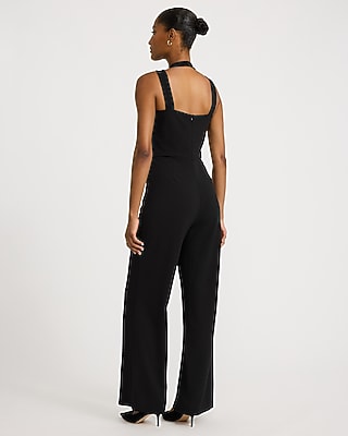 Double Halter Sleeveless Wide Leg Jumpsuit