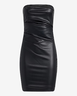 Faux Leather Strapless Mini Sheath Dress - image 4