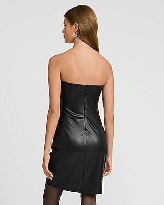 Faux Leather Strapless Mini Sheath Dress - image 3