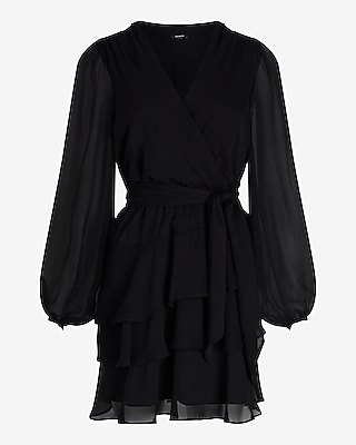 TEST- SURPLICE TIERED SKIRT FNF - 9420190:PITCH BLACK:M