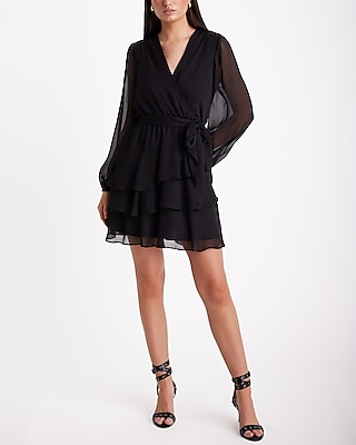 TEST- SURPLICE TIERED SKIRT FNF - 9420190:PITCH BLACK:M