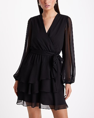 TEST- SURPLICE TIERED SKIRT FNF - 9420190:PITCH BLACK:M