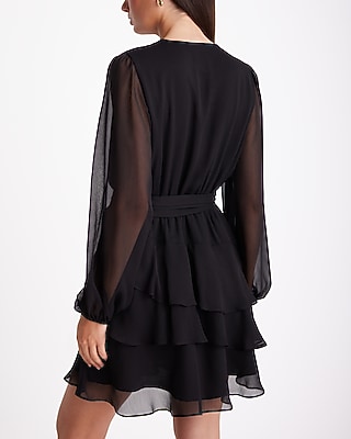 TEST- SURPLICE TIERED SKIRT FNF - 9420190:PITCH BLACK:M
