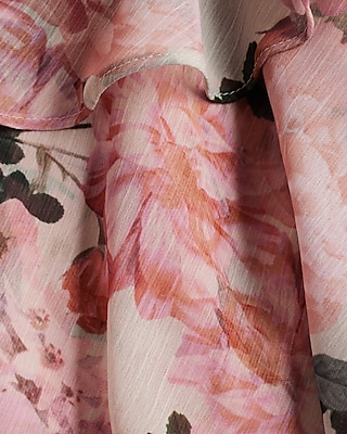TEST- SURPLICE TIERED SKIRT FNF - PRINT PINK 9420190:PRINT-PINK:M